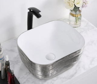 Раковина CeramaLux   D1333H131 бело-серая 46 см